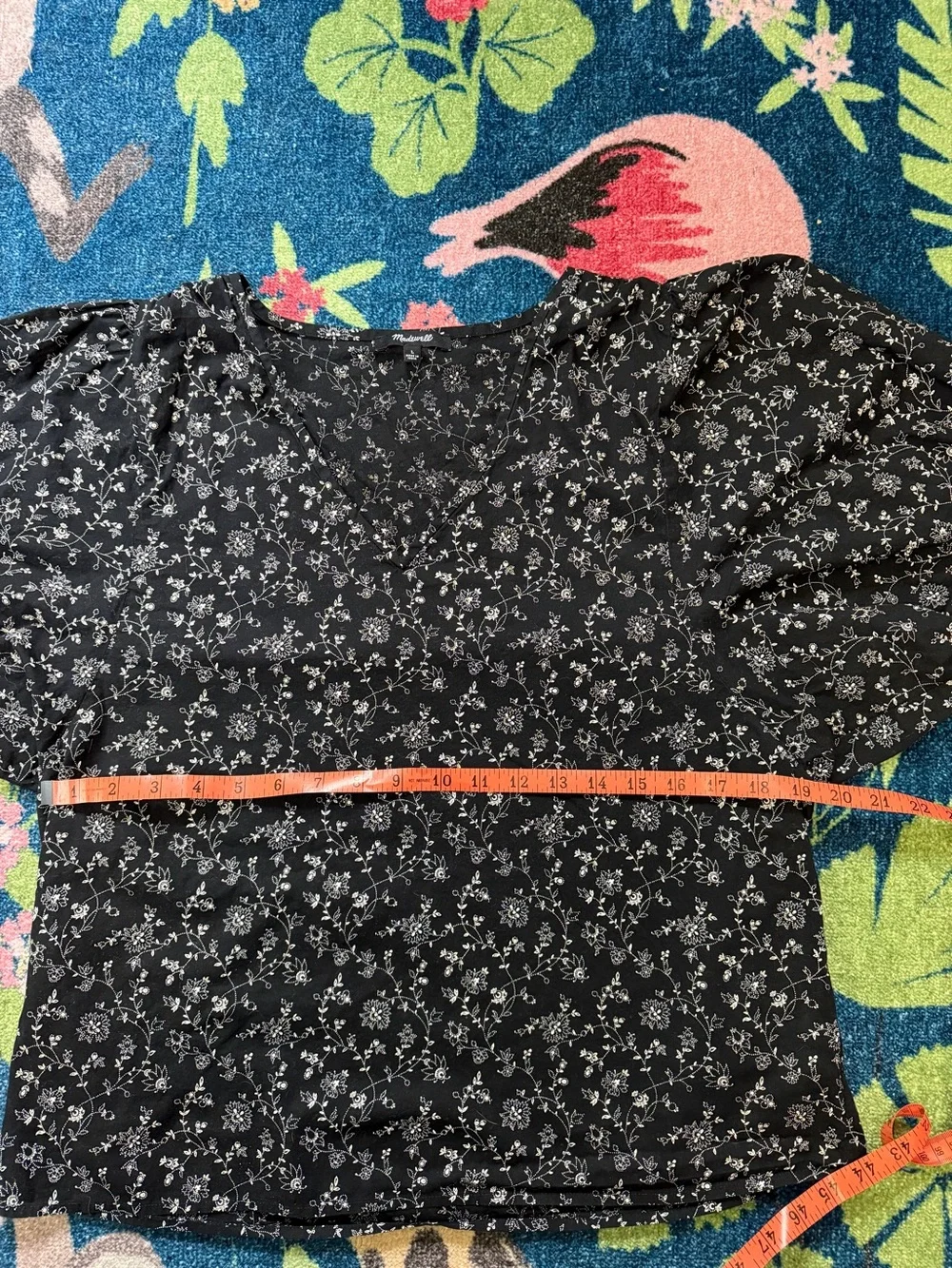 Madewell Black Floral Puff-Sleeve Blouse - Picture 4 of 5
